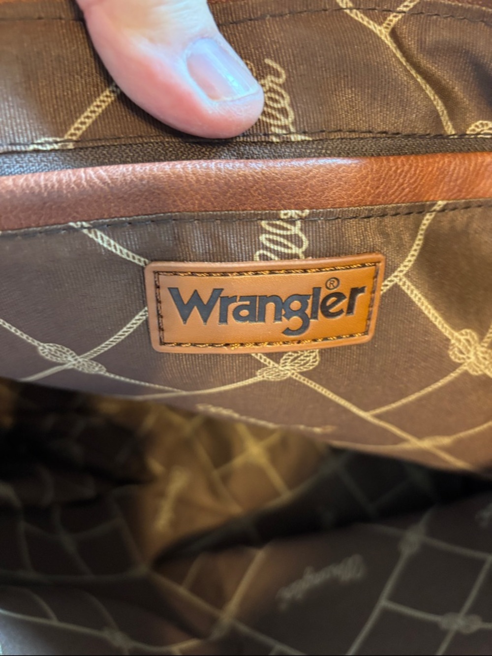Wrangler Beige and Brown Striped Canvas Tote - Picture 7 of 8